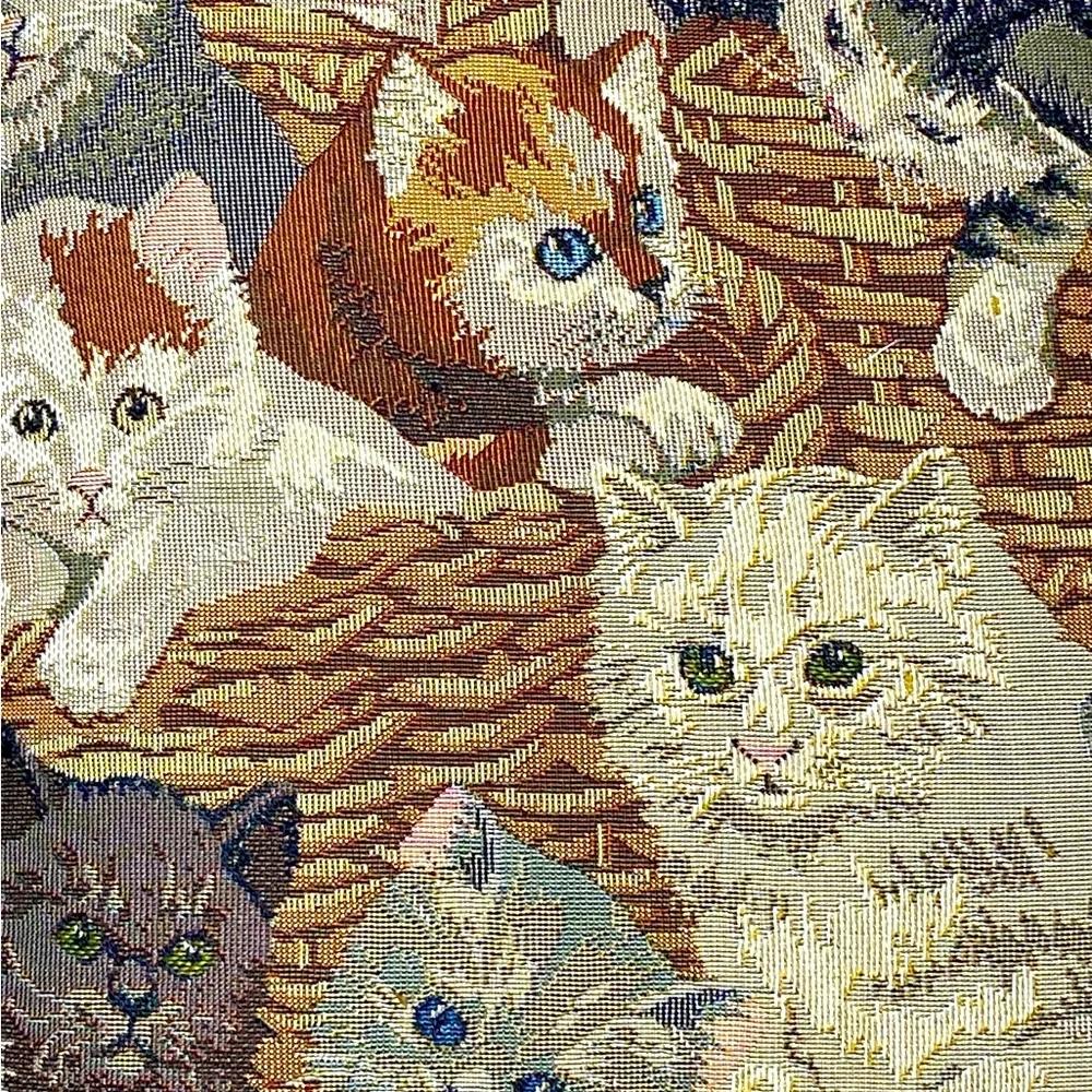 Cat Tapestry Throw Decorative Pillow 15” x 15” Paris Kitty Cluster Set‎ of two
